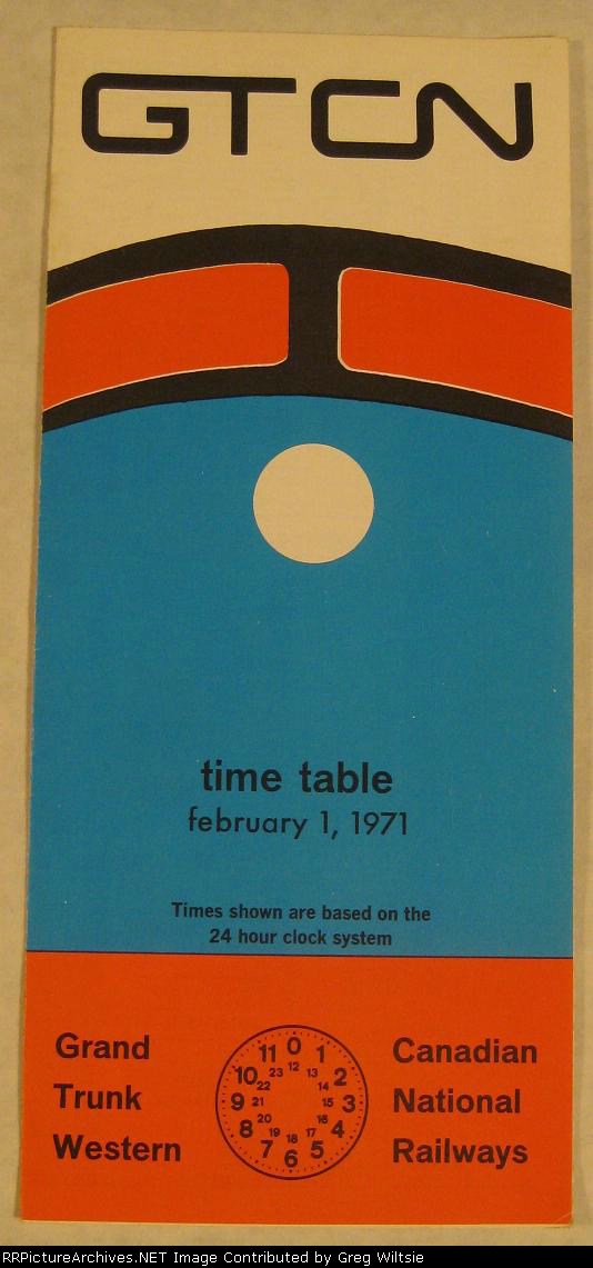 Grand Trunk/Canadian National Timetable