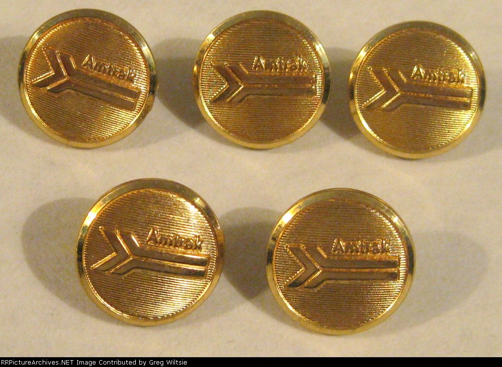 5 Gold Amtrak Uniform Buttons