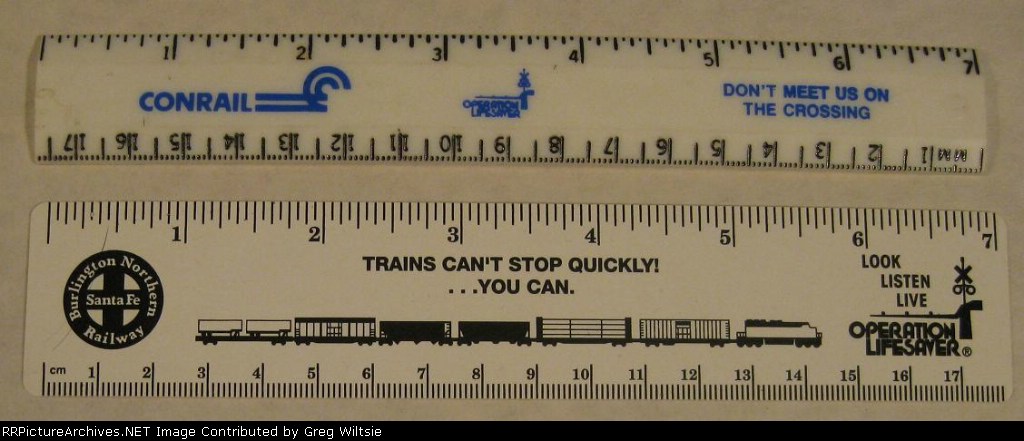Conrail and BNSF Operation Lifesaver Rulers