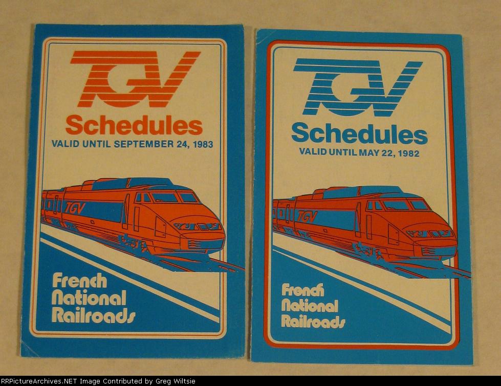French National Railroads TGV Timetables