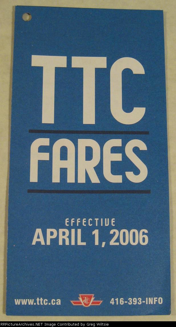 Toronto Transit Company Fares Booklet