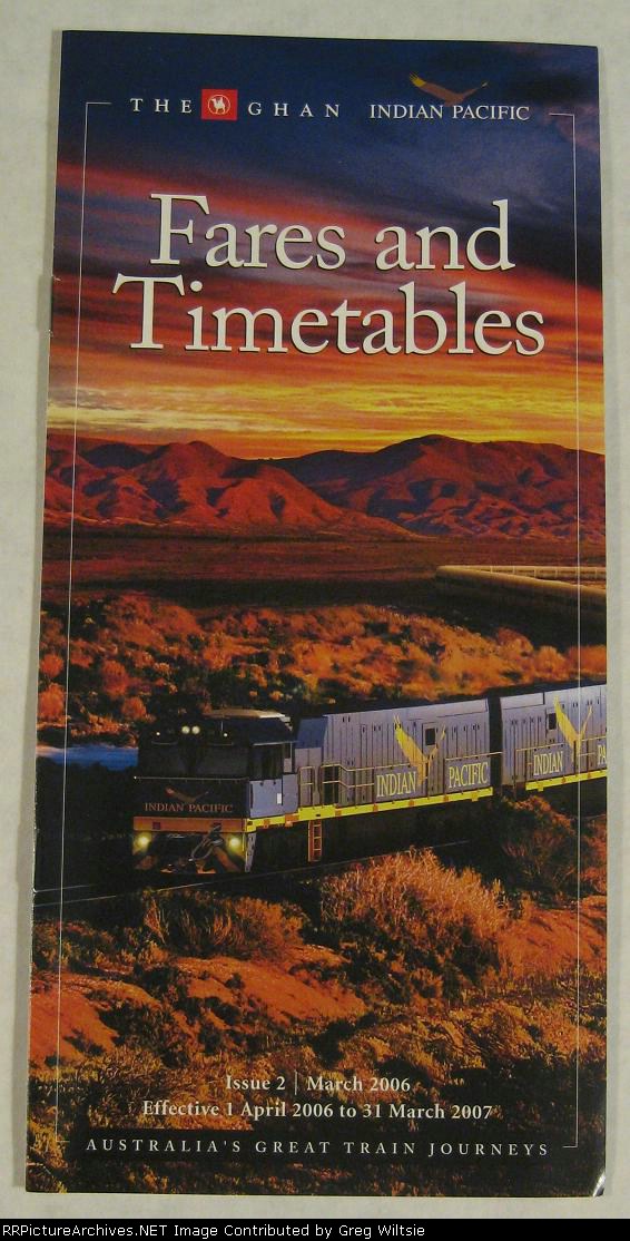 The Ghan and Indian Pacific Timetable