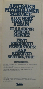 Amtrak Metroliner Pamphlet