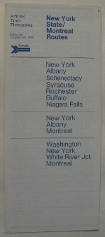 Amtrak New York State/Montreal Timetable
