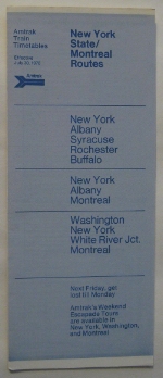 Amtrak New York State/Montreal Timetable