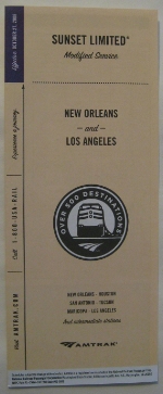 Amtrak Sunset Limited Timetable