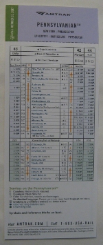 Amtrak Pennsylvanian Timetable