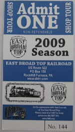 2009 East Broad Top Shop Tour Ticket