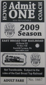 2009 East Broad Top Coach Ticket