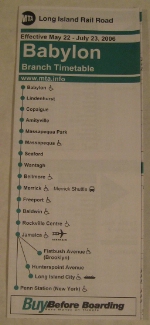 Long Island Timetable - Babylon Branch