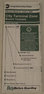 Long Island Timetable - City Terminal Zone Branch