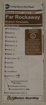 Long Island Timetable - Far Rockaway Branch