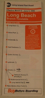 Long Island Timetable - Long Beach Branch