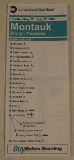 Long Island Timetable - Montauk Branch