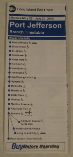 Long Island Timetable - Port Jefferson Branch