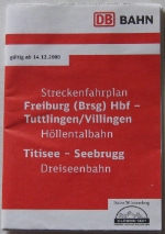 Deutsche Bahn Timetable for Freiburg and Tuttlingen to Titisee and Seebrugg