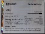 DB VISA ticket for ticket-machine purchase