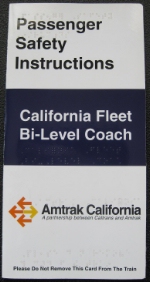 Passenger Safety Card for Amtrak's California Fleet Bi-level Coach