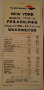 Penn Central Metroliners Timetable