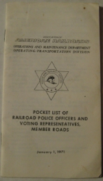 Association of American Railroads List of Railroad Police Officers