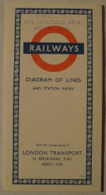 London Transport Diagram of Lines and Station Index