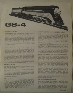 Sheet describing Lionel's GS-4 Model