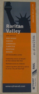 New Jersey Transit Raritan Valley Timetable