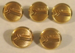 5 Gold Amtrak Uniform Buttons