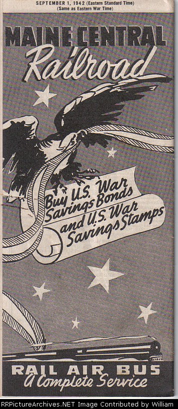 Maine Central Railroad Time Tables - 1942