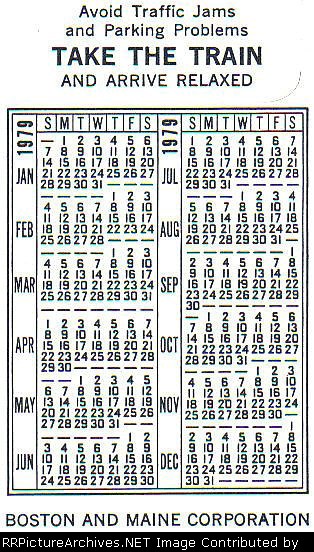 Boston and Maine Railroad Pocket Calendar - 1979