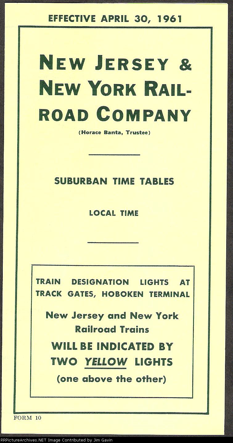 Erie Railroad Passenger Time Table-NJNY Branch 1961