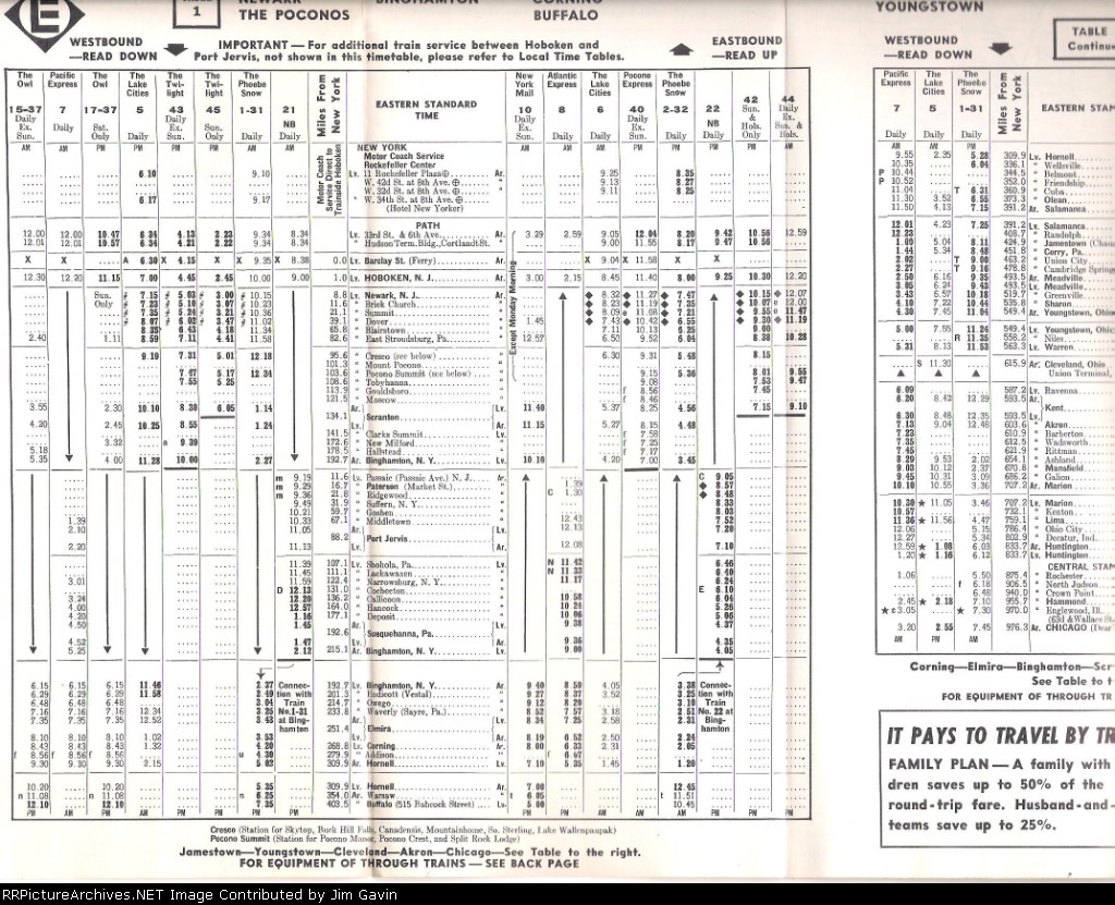 Erie Cackawanna Time Table 1963