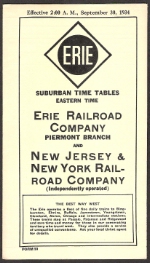 Erie Railroad Suburban Time Table 1934