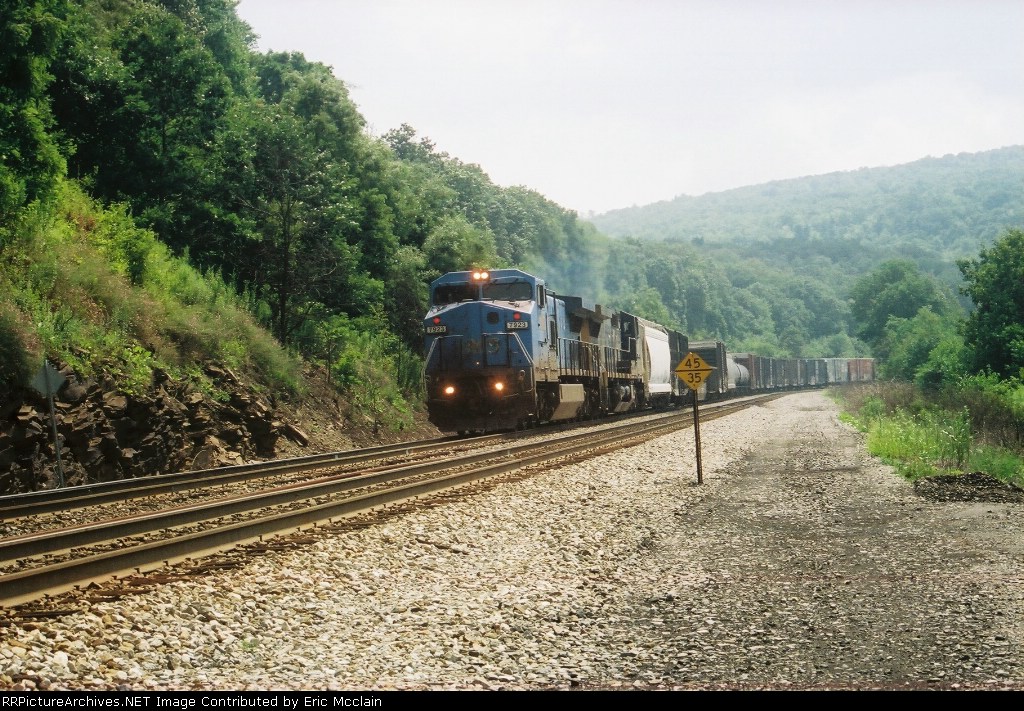 LMS unit leading a West bound mixed freight