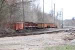 Amtrak stone cars sit alone one of the tracks in the yard in Niles
