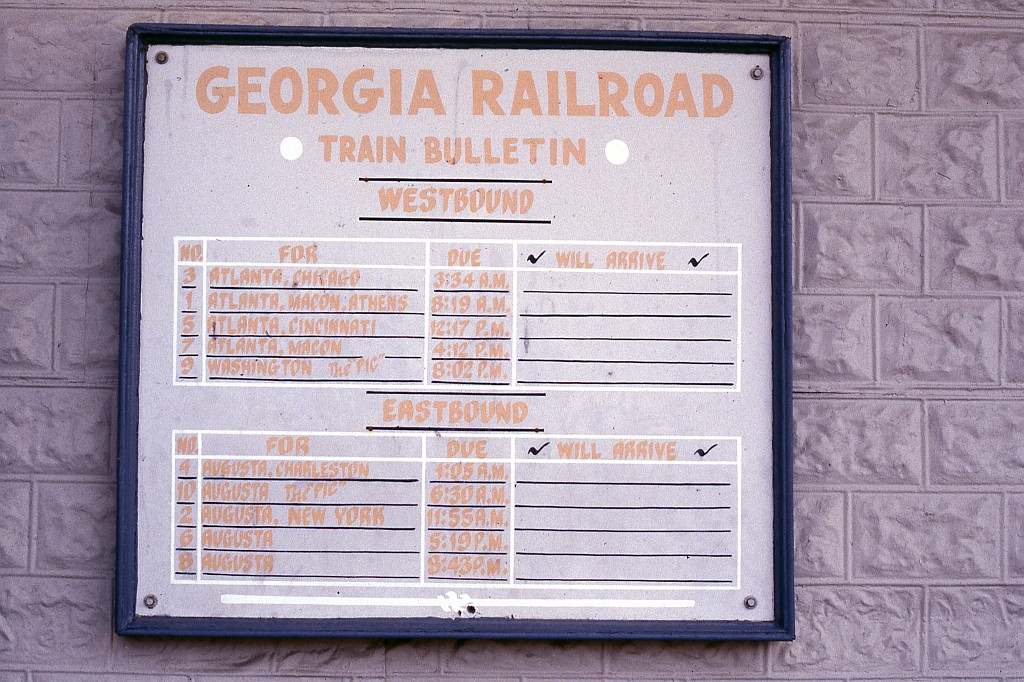 GA RR train bulletin at the depot