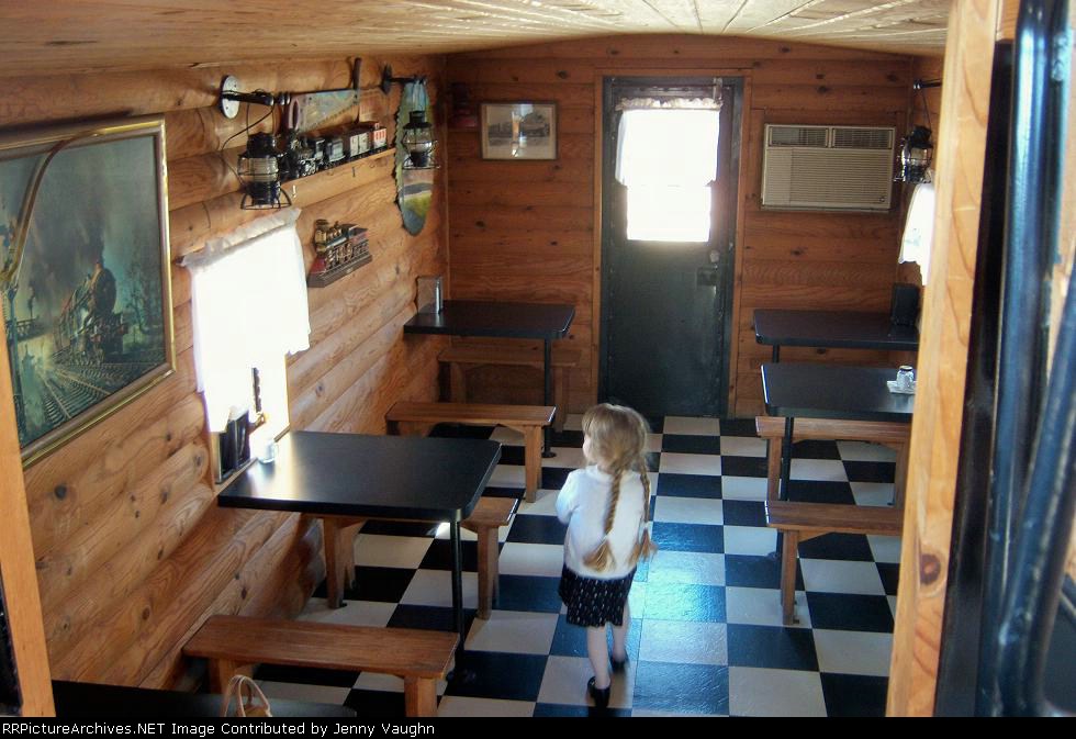 Inside the caboose restaurant