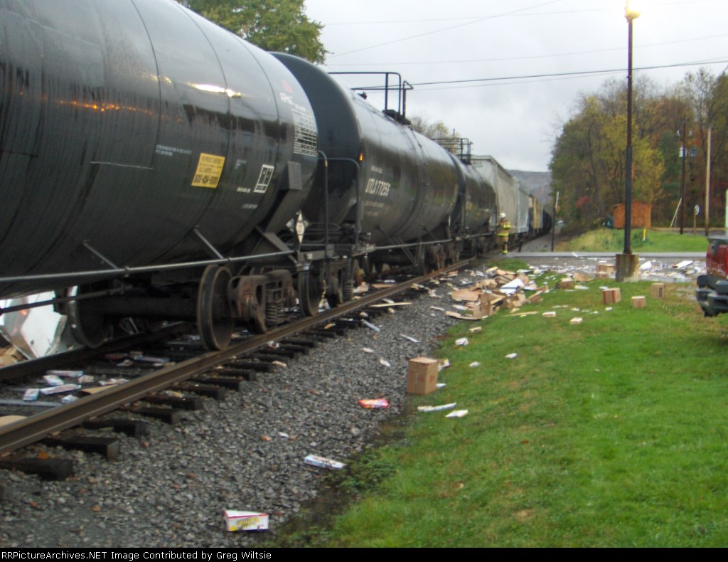 Some of the boxes that were scattered all over the tracks