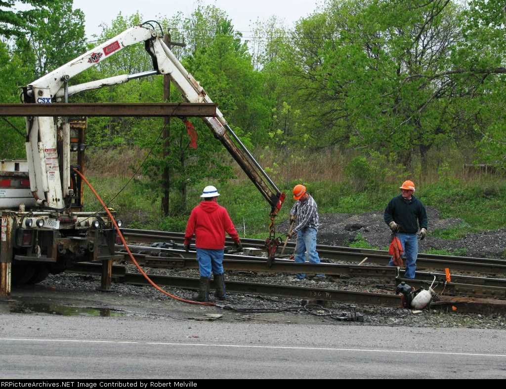 Bad rail section being lifted and removed