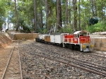 5 inch gauge NSW 7306 shunting 5"rollingstock. Loco built & owned by John Wood Photo by Howard Armstrong
