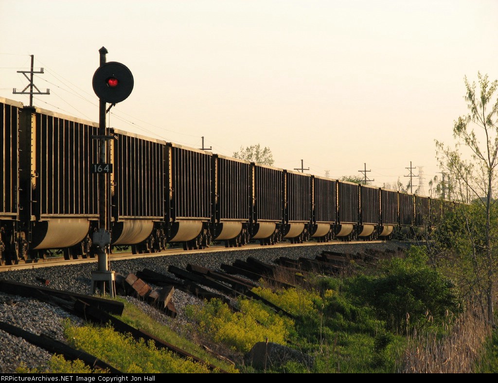 Coal gons reflect the evening sun