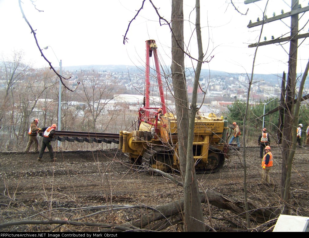 Laying new track at derailment