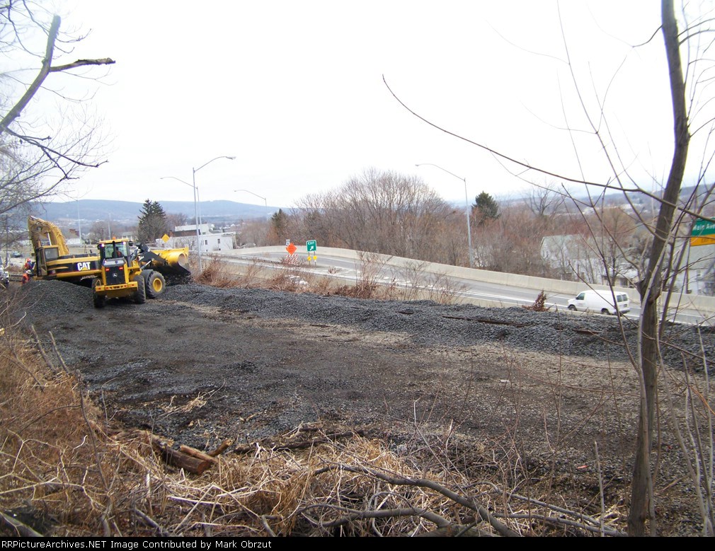 Rock laid out over new track at derailment