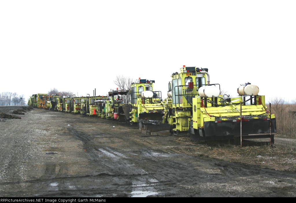 The MoW vehicles used to replace the ties on track 1