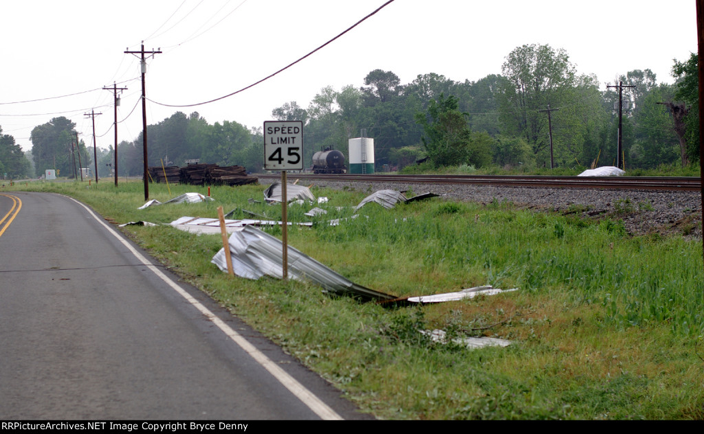 A tornado chopped a path across the KCS main line in Frierson, Louisiana.