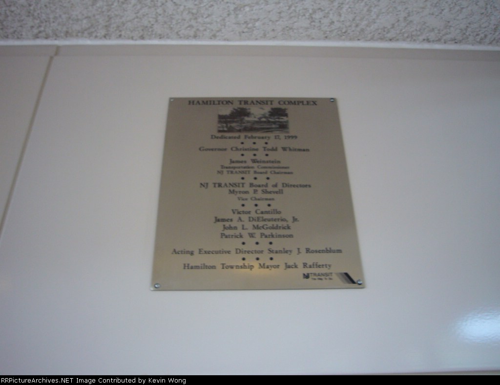 Hamilton station dedication plaque