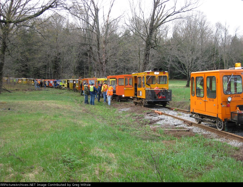 The cars bunch up near the crossing of Route 66