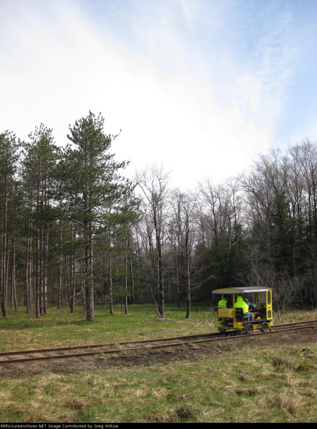One of the cars the just crossed Route 948 head back into the forest