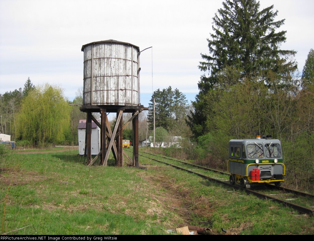 The Bellefonte Central car passes the water tower