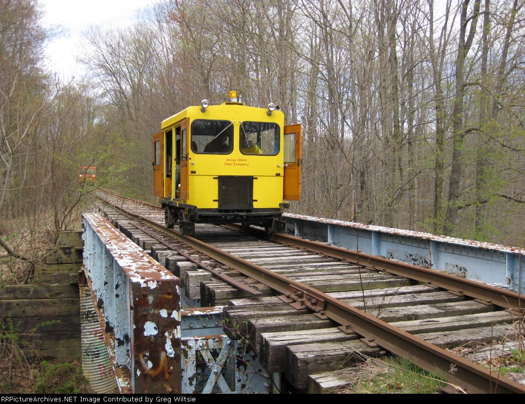 The Jersey Shore Steel car heads over a steel bridge